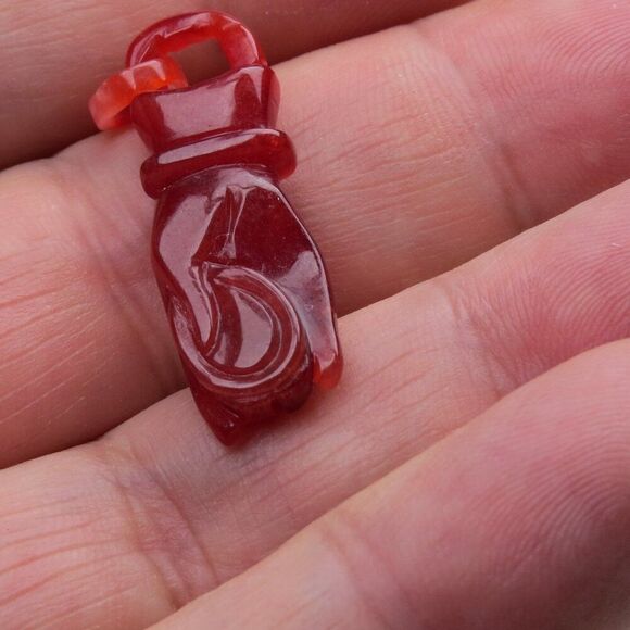 Red Jade Evil Eye Protection Hand Carved Pendent